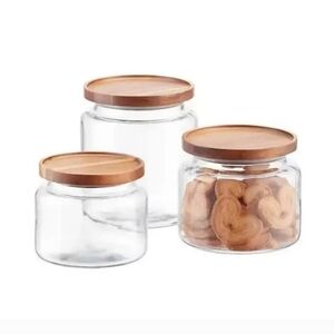Anchor Hocking Glass Jars with Acacia Lids, Set of 3